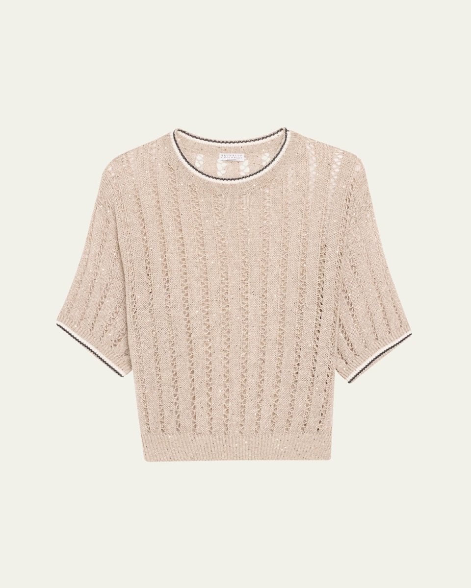 Micro Sequined Linen French Riveria Sweat